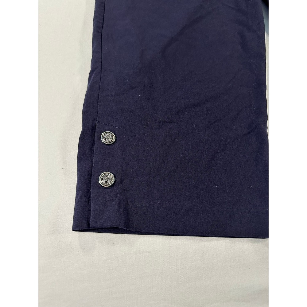 Counterparts Navy Blue Pull On Capri Pants Silver Button Hem 2X B3 - Picture 2 of 6